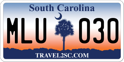SC license plate MLU030