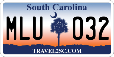 SC license plate MLU032