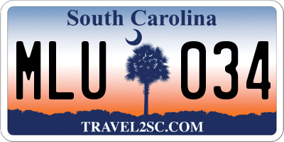 SC license plate MLU034