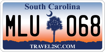 SC license plate MLU068
