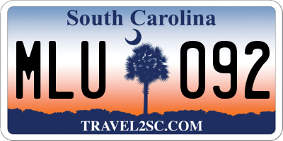 SC license plate MLU092