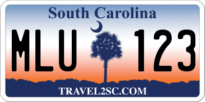 SC license plate MLU123