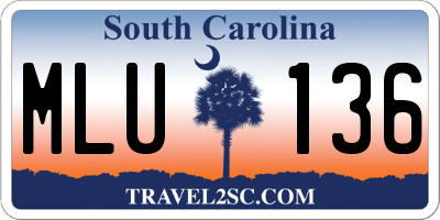 SC license plate MLU136