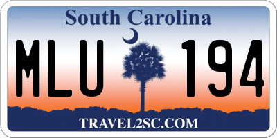 SC license plate MLU194