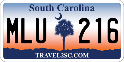 SC license plate MLU216