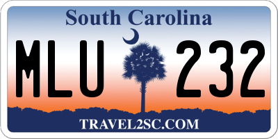 SC license plate MLU232