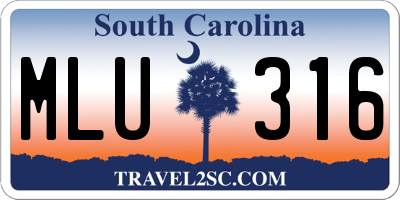 SC license plate MLU316