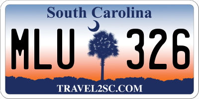 SC license plate MLU326