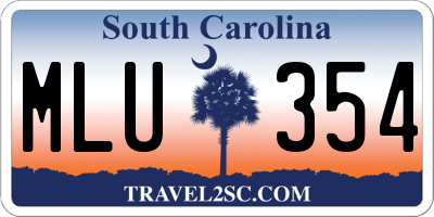 SC license plate MLU354