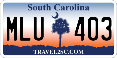 SC license plate MLU403