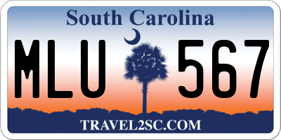 SC license plate MLU567