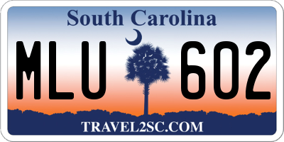 SC license plate MLU602
