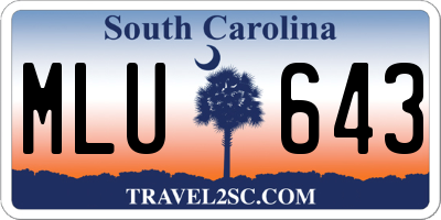 SC license plate MLU643