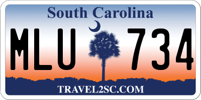 SC license plate MLU734
