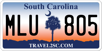 SC license plate MLU805