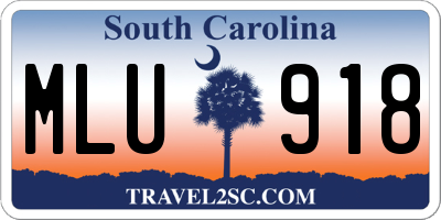 SC license plate MLU918