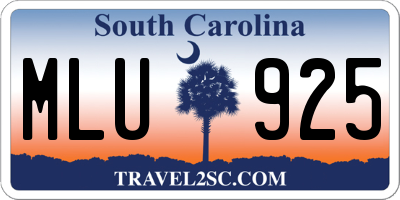 SC license plate MLU925