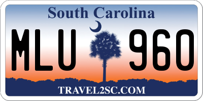 SC license plate MLU960