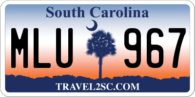 SC license plate MLU967