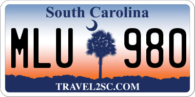 SC license plate MLU980