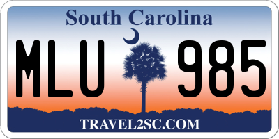 SC license plate MLU985