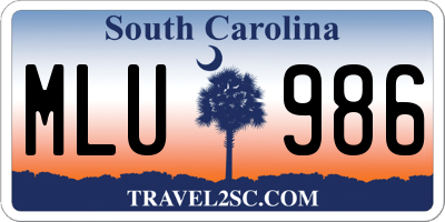 SC license plate MLU986