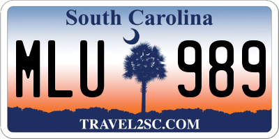 SC license plate MLU989