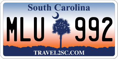 SC license plate MLU992