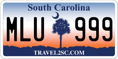 SC license plate MLU999
