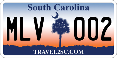SC license plate MLV002