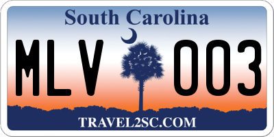 SC license plate MLV003