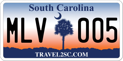 SC license plate MLV005