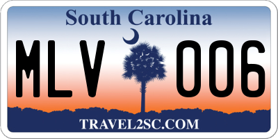 SC license plate MLV006