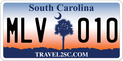 SC license plate MLV010