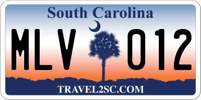 SC license plate MLV012