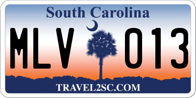 SC license plate MLV013