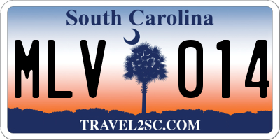 SC license plate MLV014