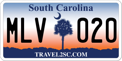 SC license plate MLV020