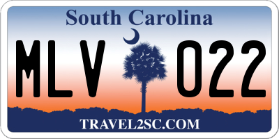 SC license plate MLV022