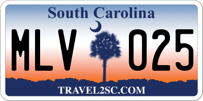 SC license plate MLV025