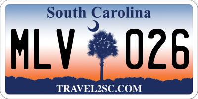 SC license plate MLV026