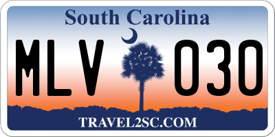 SC license plate MLV030