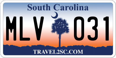 SC license plate MLV031
