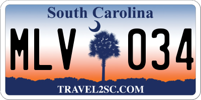 SC license plate MLV034
