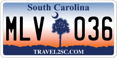 SC license plate MLV036