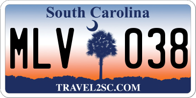 SC license plate MLV038