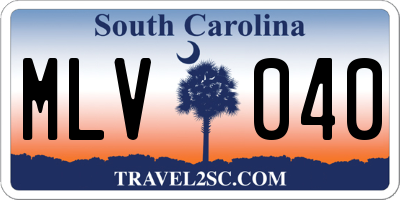 SC license plate MLV040