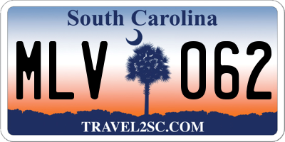 SC license plate MLV062
