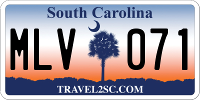 SC license plate MLV071