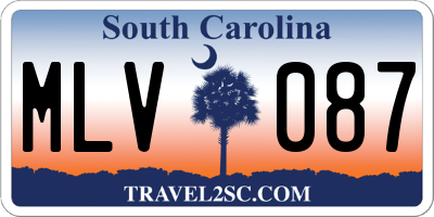 SC license plate MLV087